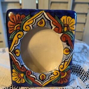 Talavera Mexican traditional folk art pottery picture frame
